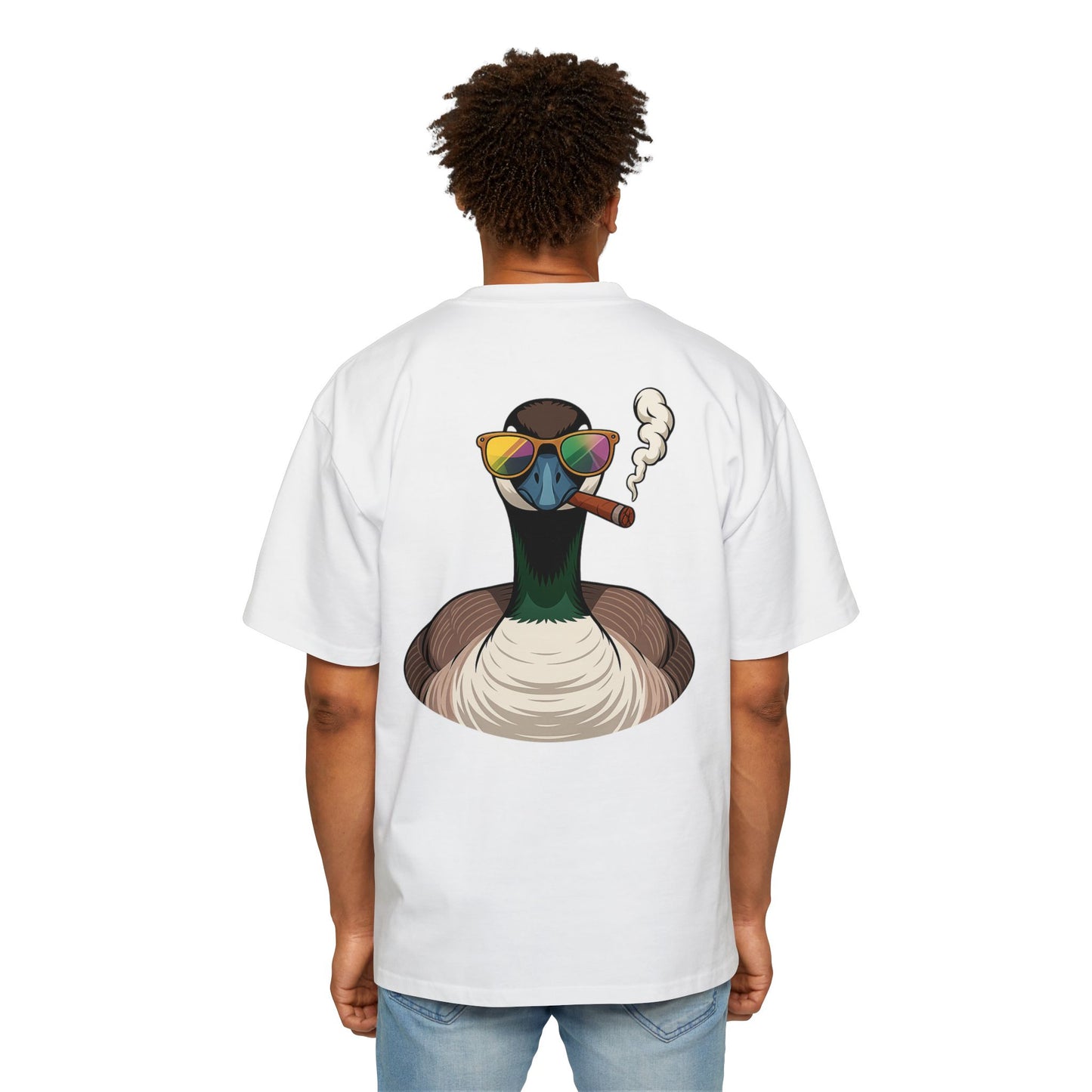 Cool Casual Vibe Men's Heavy Oversized Tee with Chill Duck Design