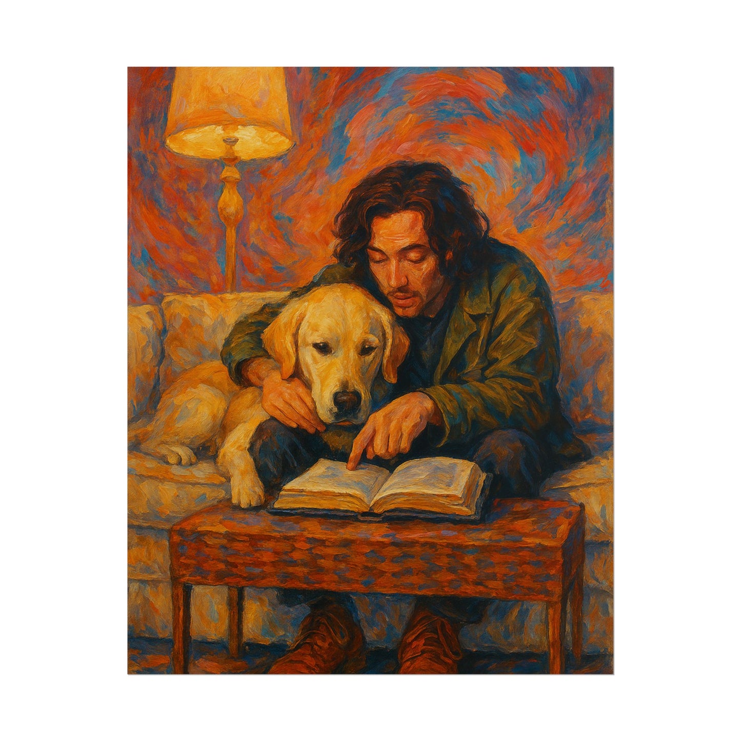 Cozy Home Decor Rolled Posters, Dog Lovers Art Print, Reading Quote Wall Art, Gift for Animal Lovers, Perfect for Living Room